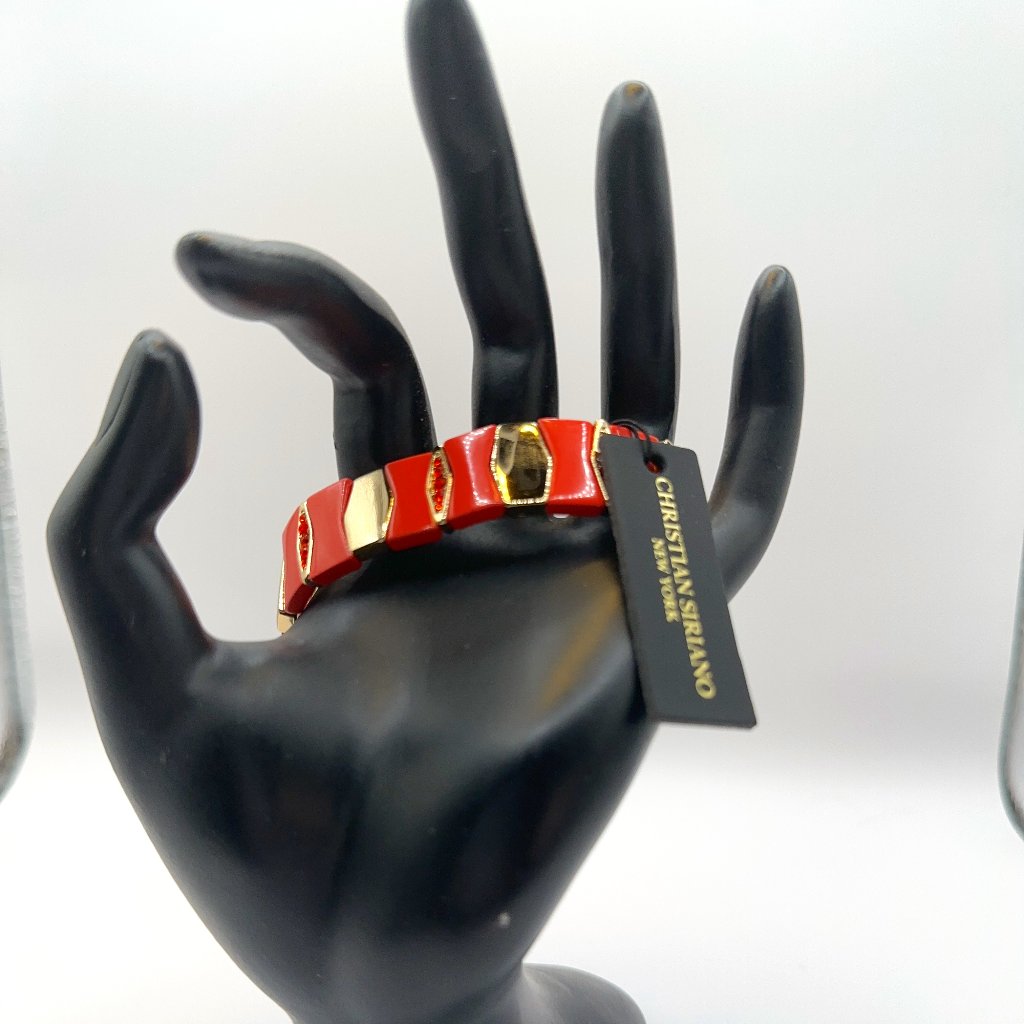 Christian Siriano Gold Tone And Coral Stretch Bracelet